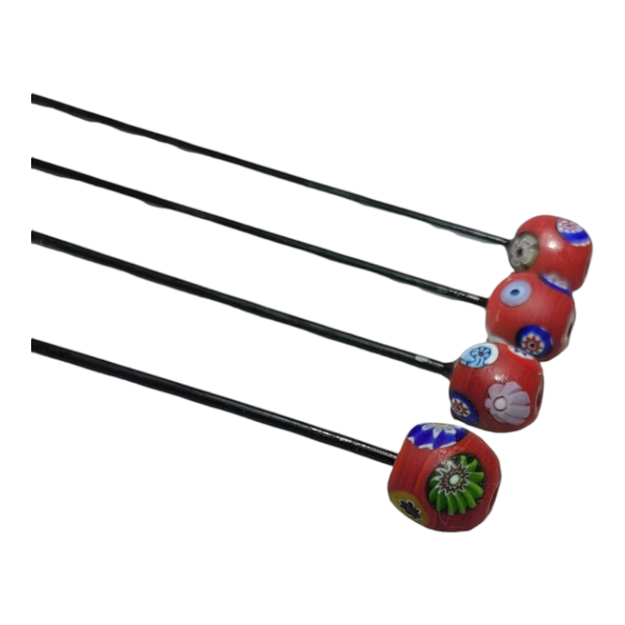 Oma & GG Pokers 6" Fimo Flower Bead Poker – Red - Image 2
