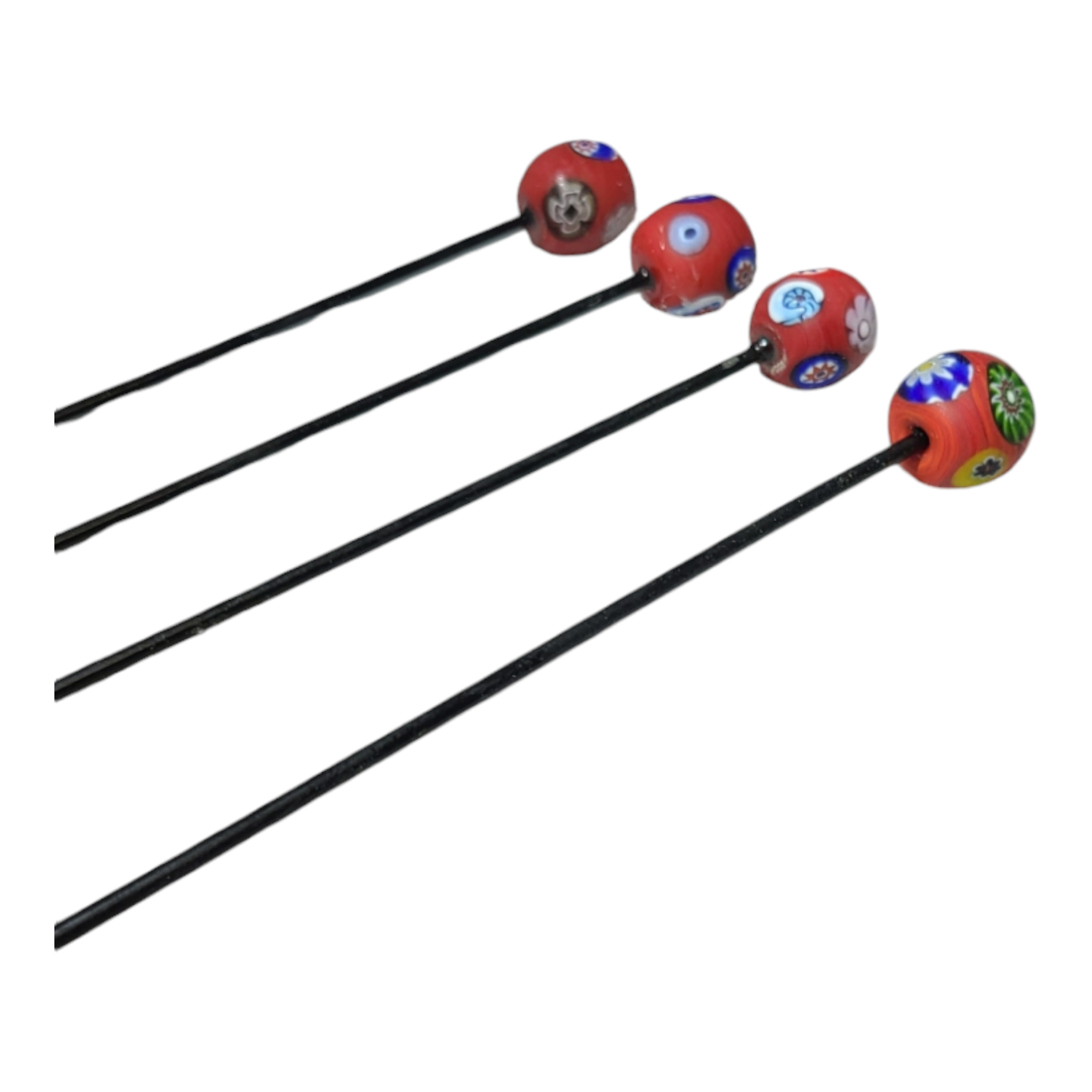Oma & GG Pokers 6" Fimo Flower Bead Poker – Red - Image 3