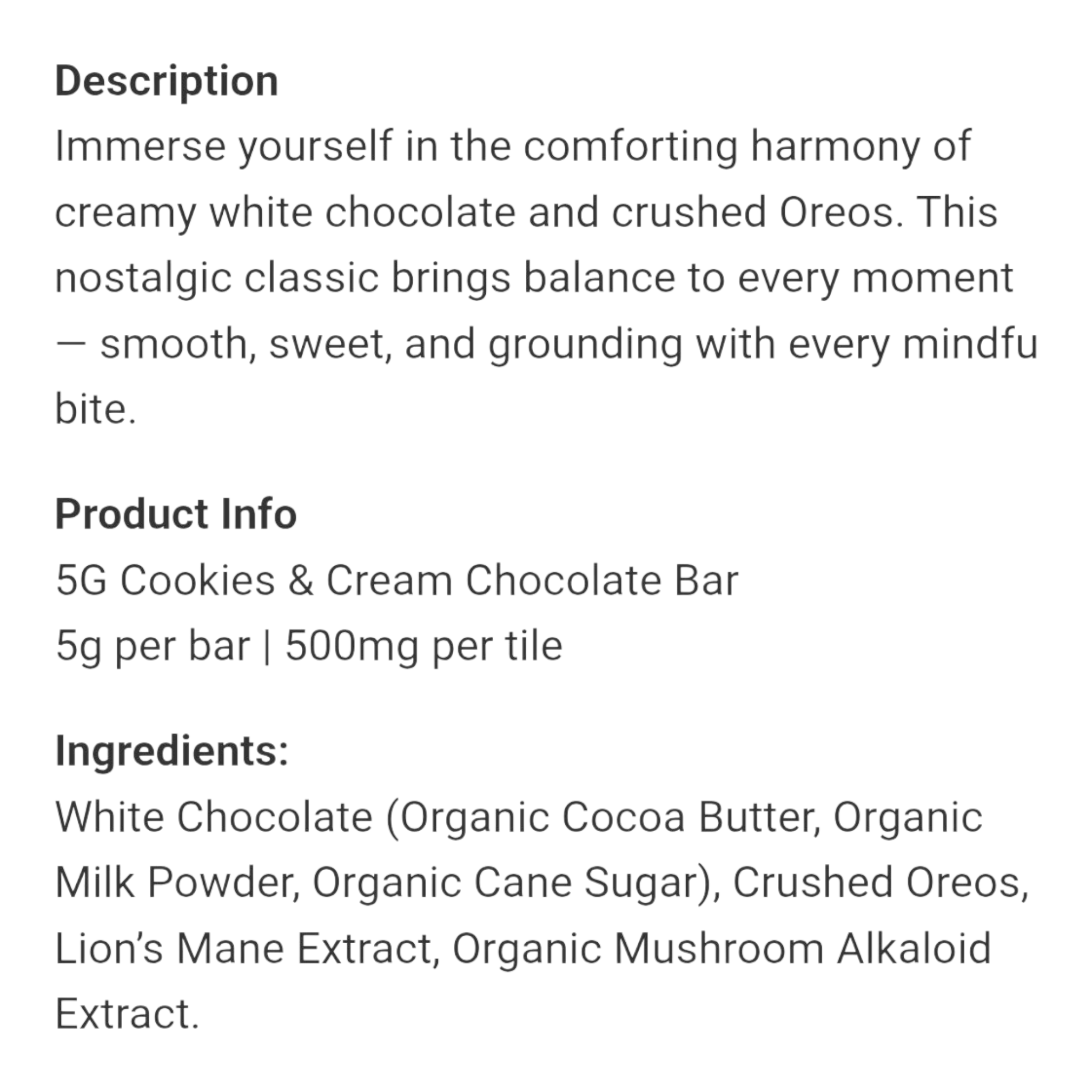 Rize Cookies and Cream Chocolate Bar - 5g - Image 4