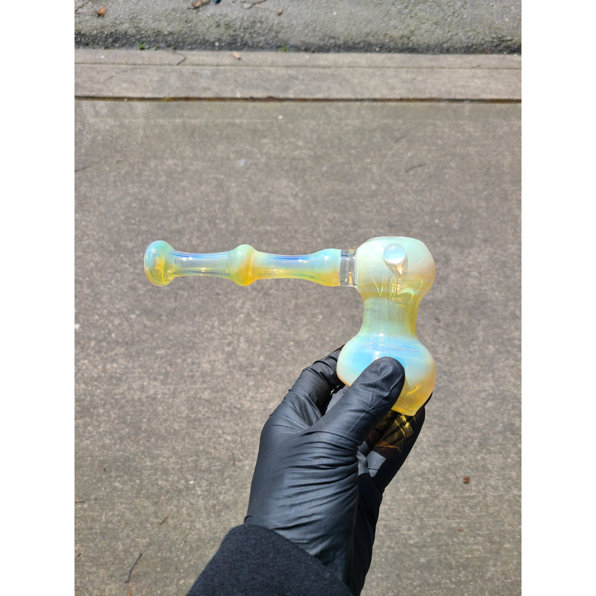 Chris Drags Glass - Handmade Classic Silver Fumed Hammer Water Bubbler - Image 2