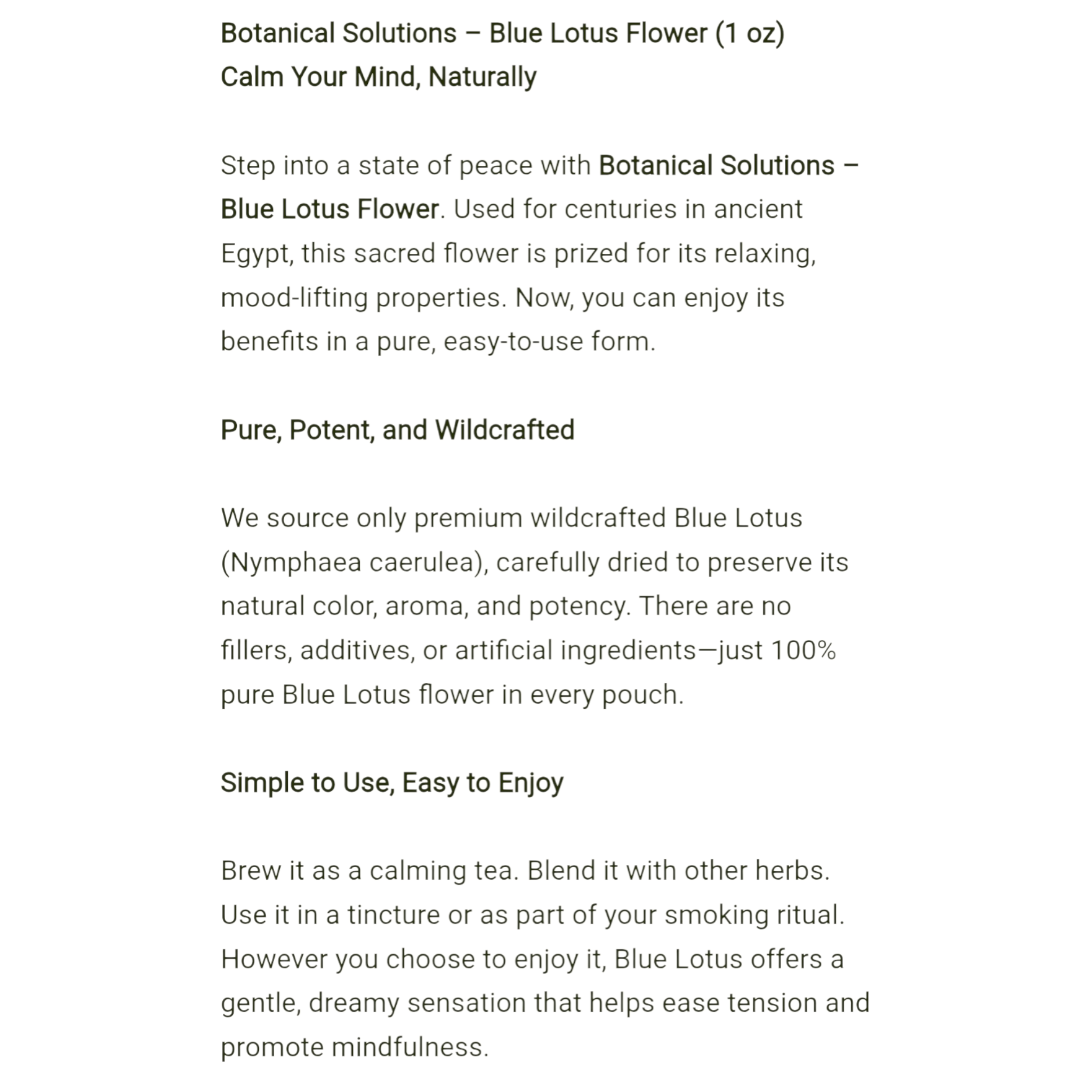 Botanical Solutions - Organic Blue Lotus Dried Flower (1oz Pouch) - Image 6