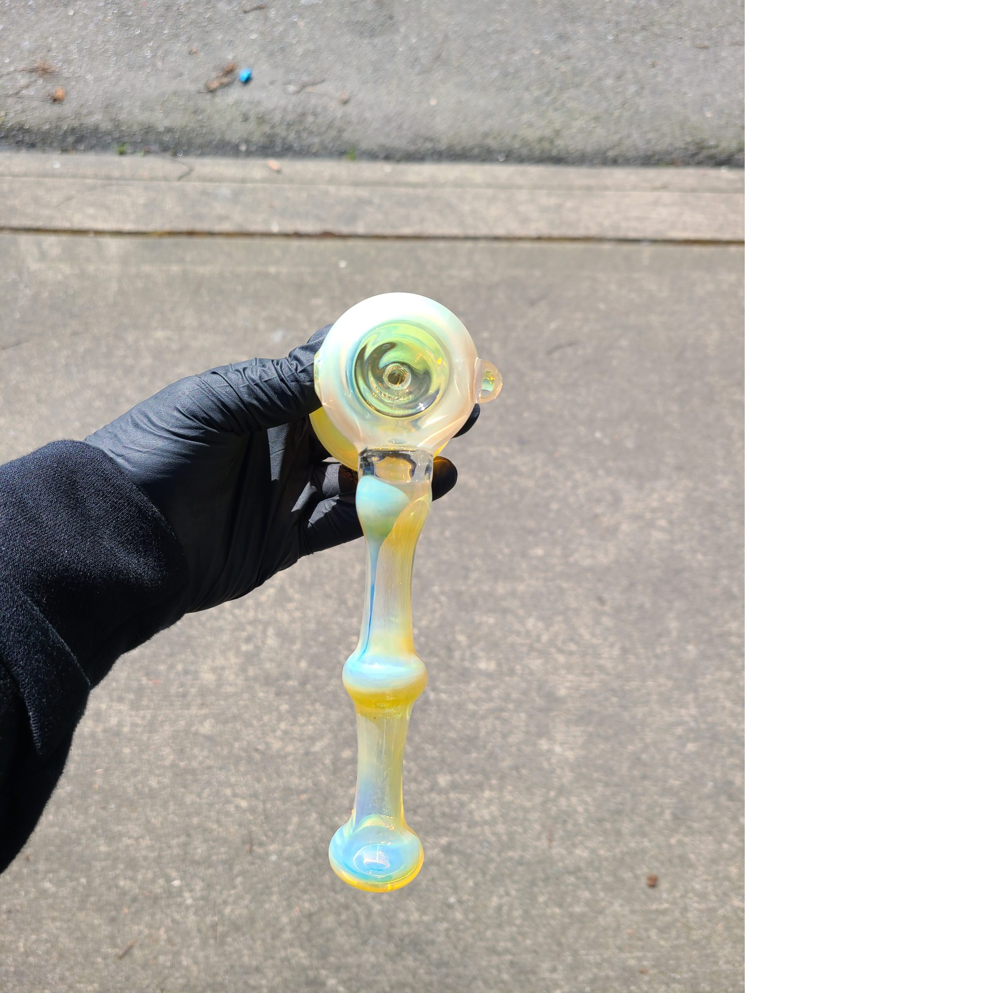 Chris Drags Glass - Handmade Classic Silver Fumed Hammer Water Bubbler - Image 4