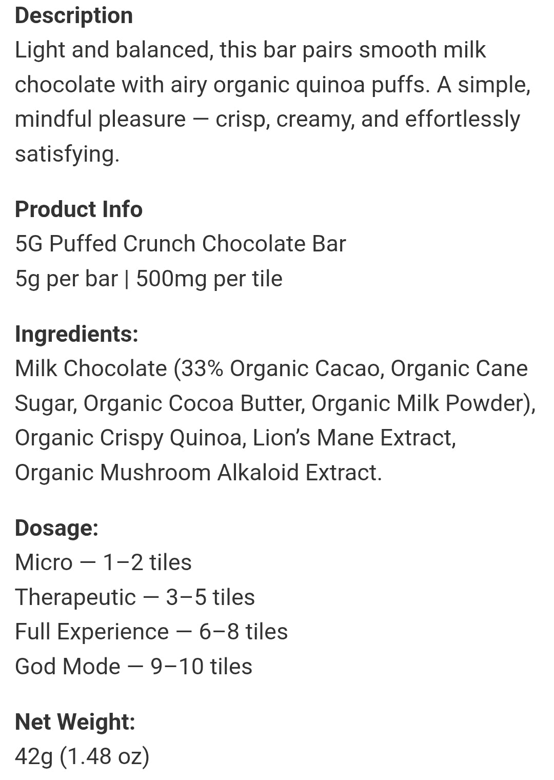 Rize Puffed Crunch Chocolate Bar - 5g - Image 4