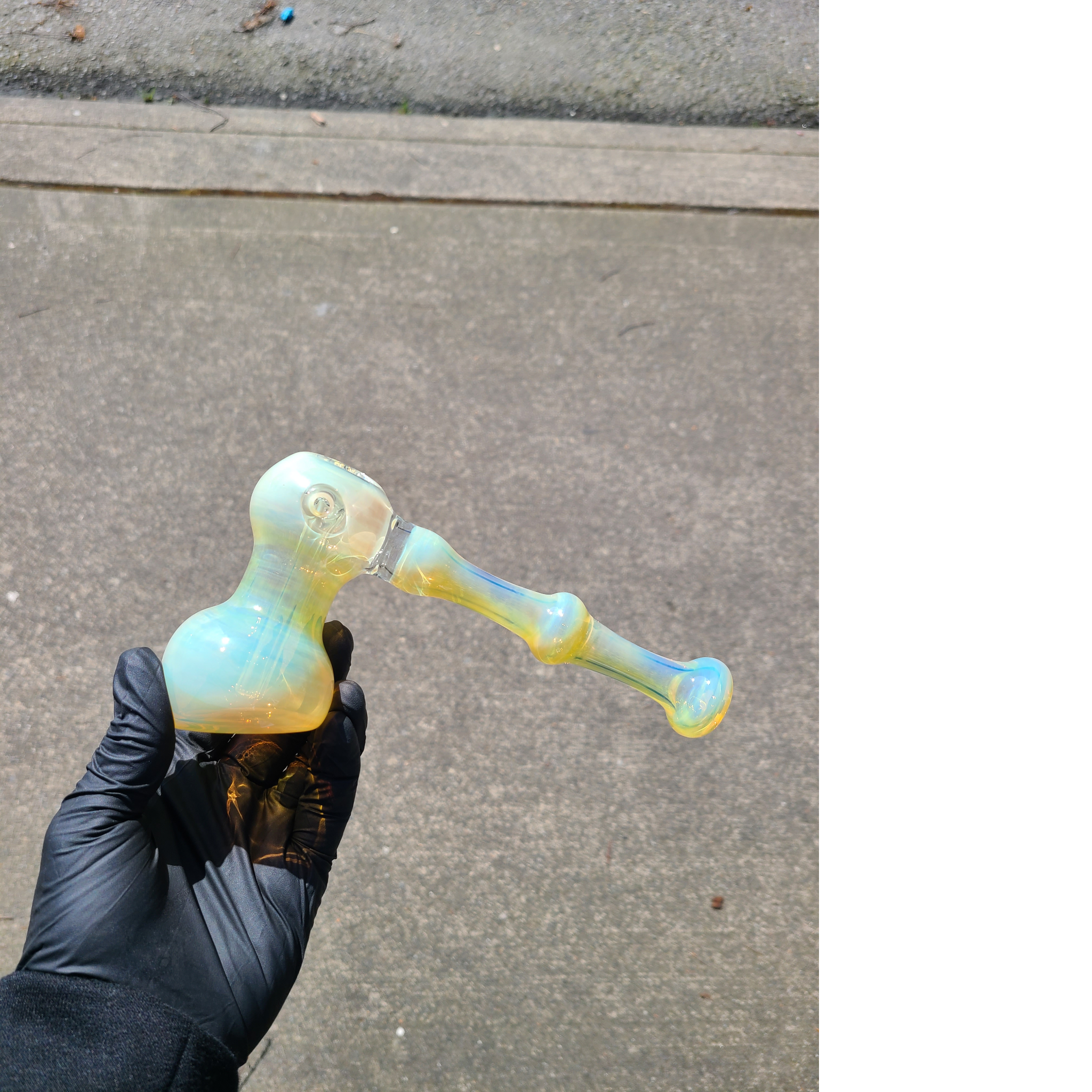 Chris Drags Glass - Handmade Classic Silver Fumed Hammer Water Bubbler - Image 3