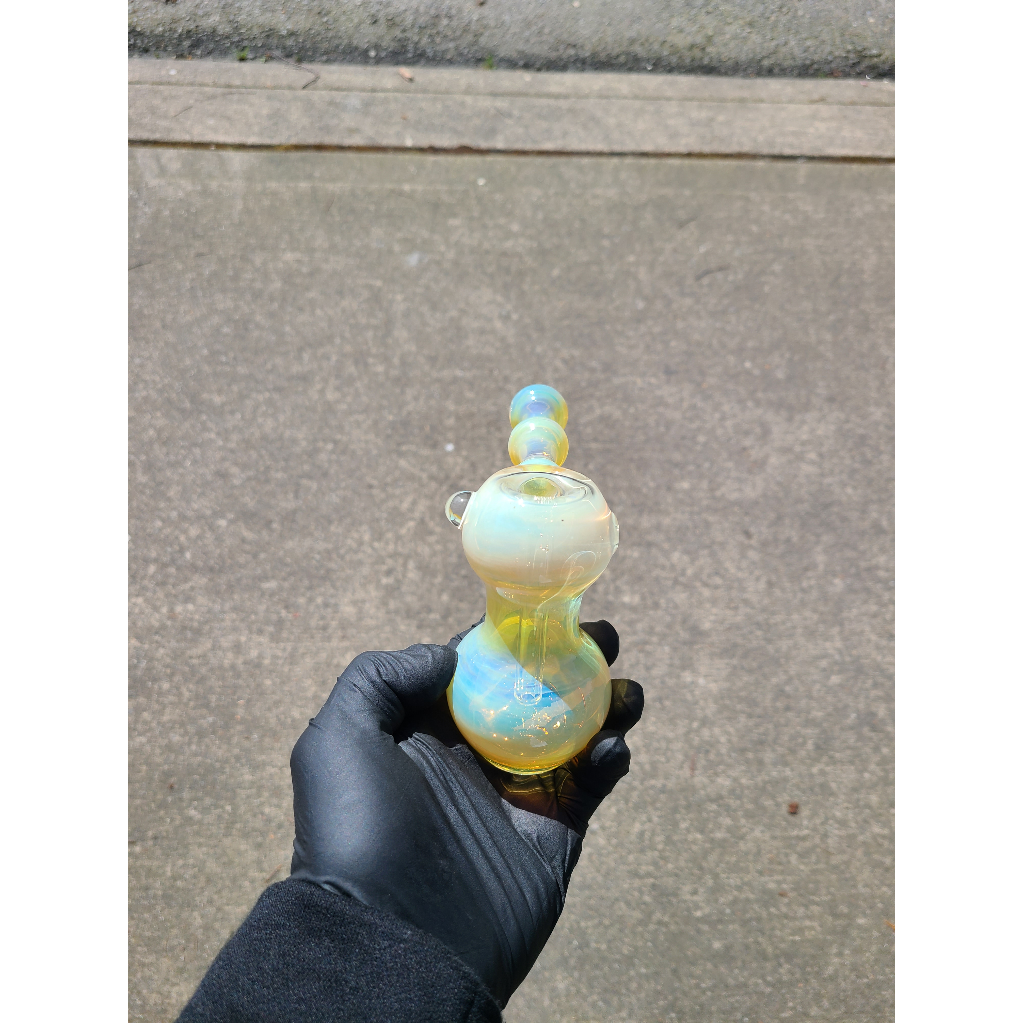 Chris Drags Glass - Handmade Classic Silver Fumed Hammer Water Bubbler - Image 5