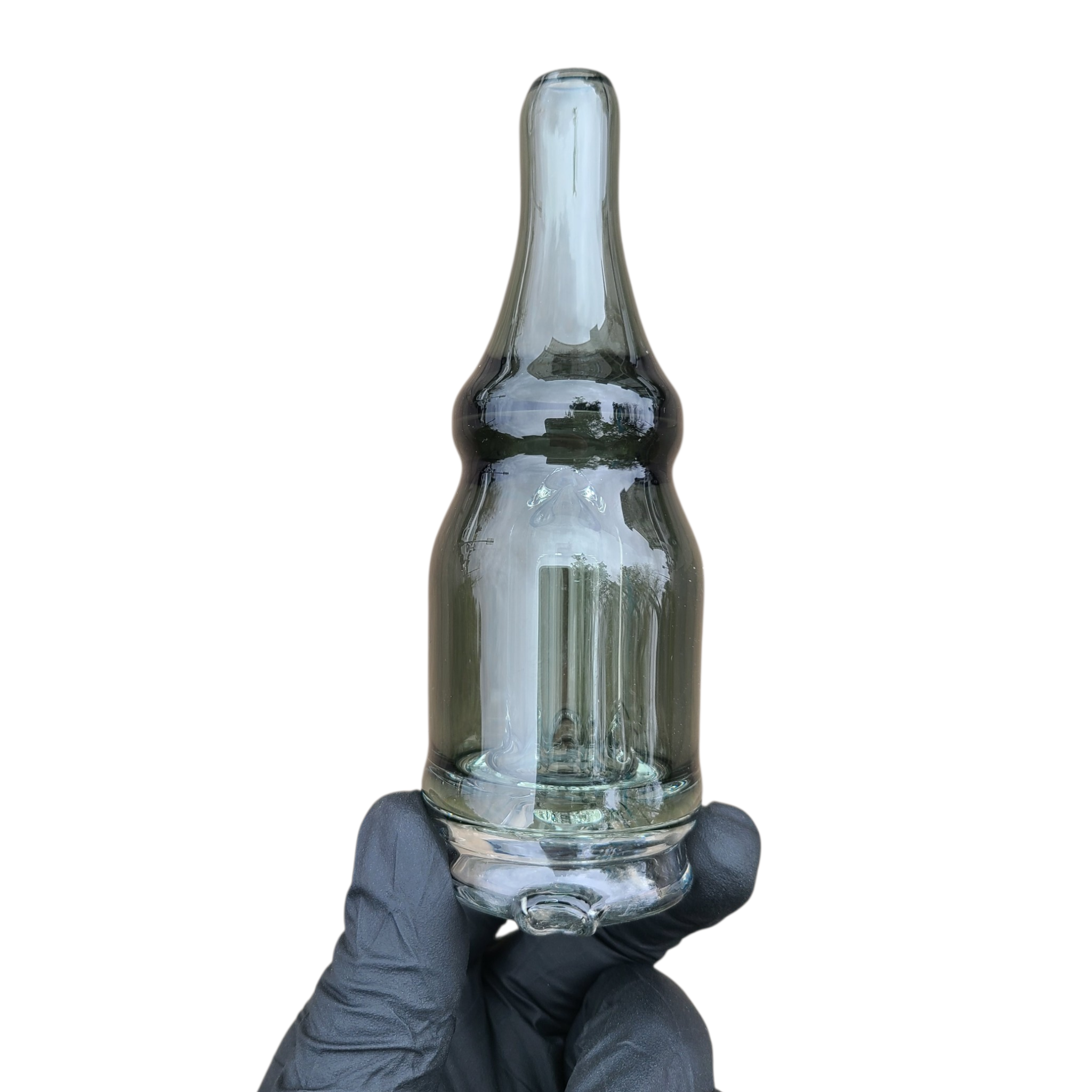 Knight Glass - Handmade Transparent Black Puffco Attachment (2-Hole Perc) - Image 4