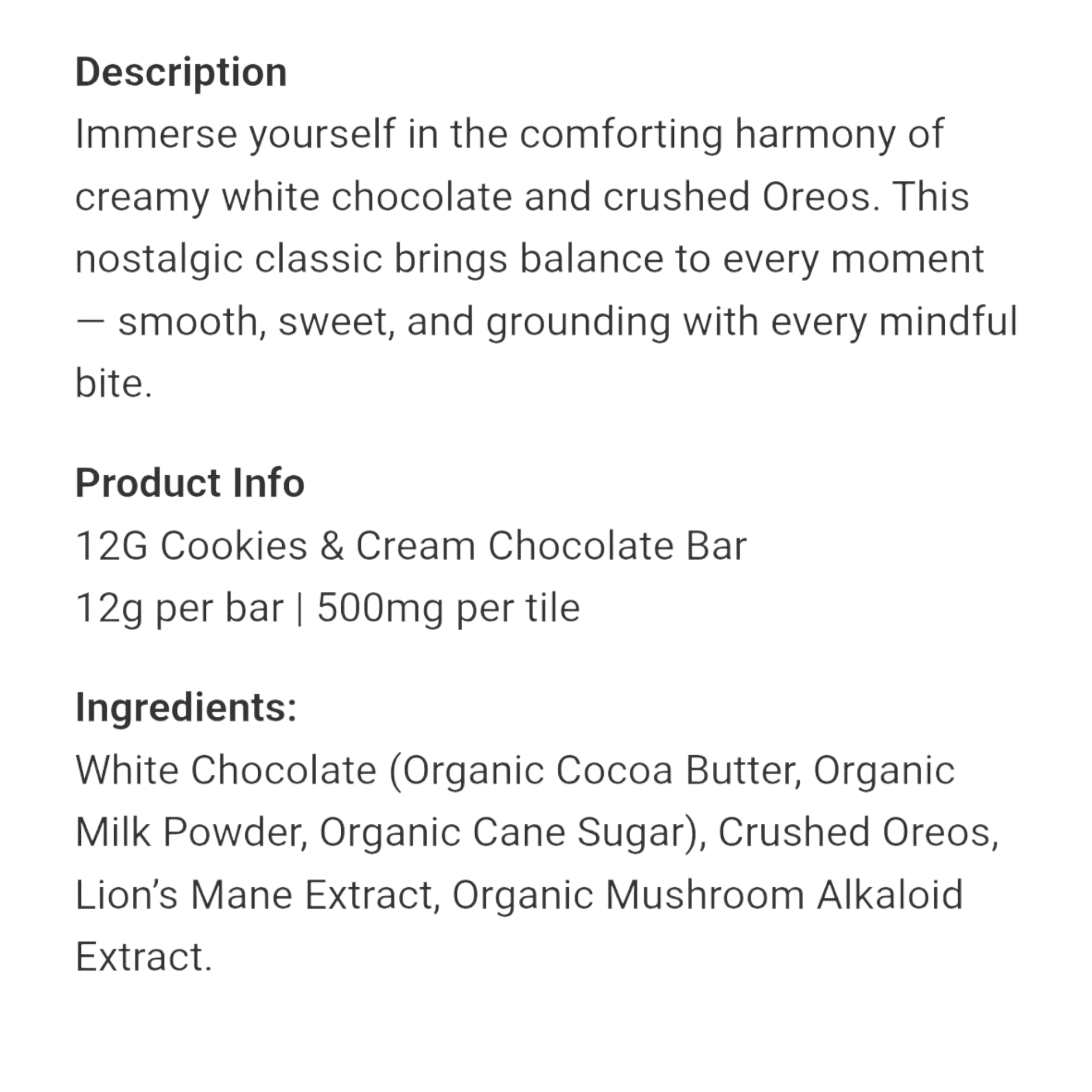 Rize Cookies and Cream Chocolate Bar - 12g - Image 3